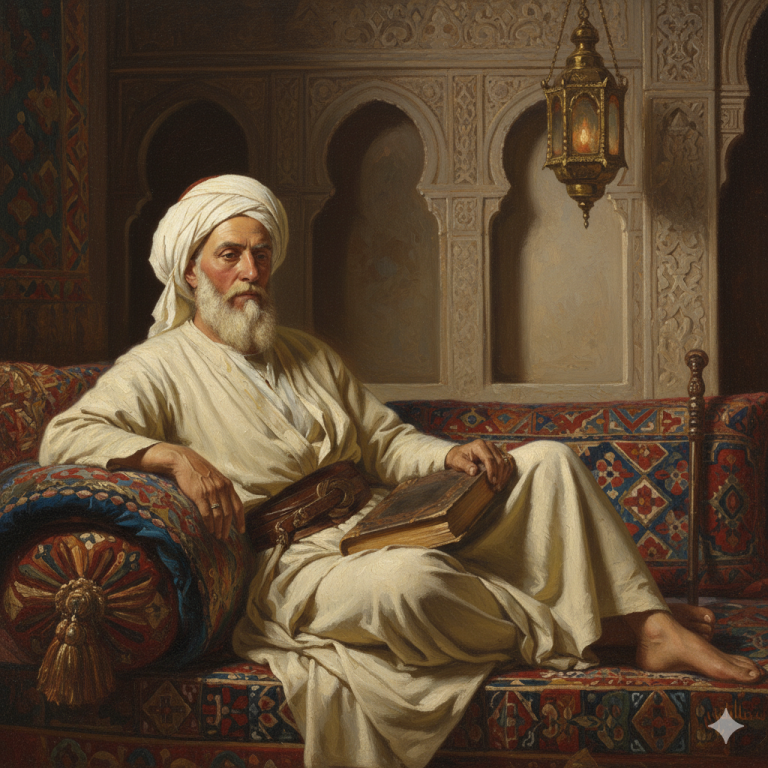 صورة مولدة لمالك بن أنس باستخدام الذكاء الصناعي لقوقل حمنه حسب أوصافه المنقولة: كان طويلاً جسيماً، شديد البياض إلى الشقرة، عظيم الهامة، حسن الصورة، أصلع، أعين، أشم، أزرق العينين.